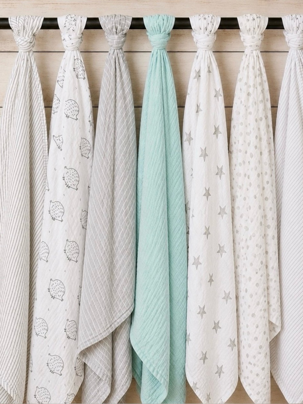 Aden + Anais, Modern Baby, Swaddle Designs 7 Cotton Muslin Neutral Blankets EUC